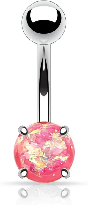 FIFTH CUE 14G Opal Glitter Prong Set 316L Surgical Steel Belly Button Rings