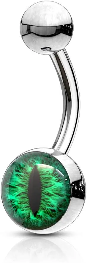 FIFTH CUE 14G Snake Eye Inlaid 316L Surgical Steel Naval Belly Button Ring