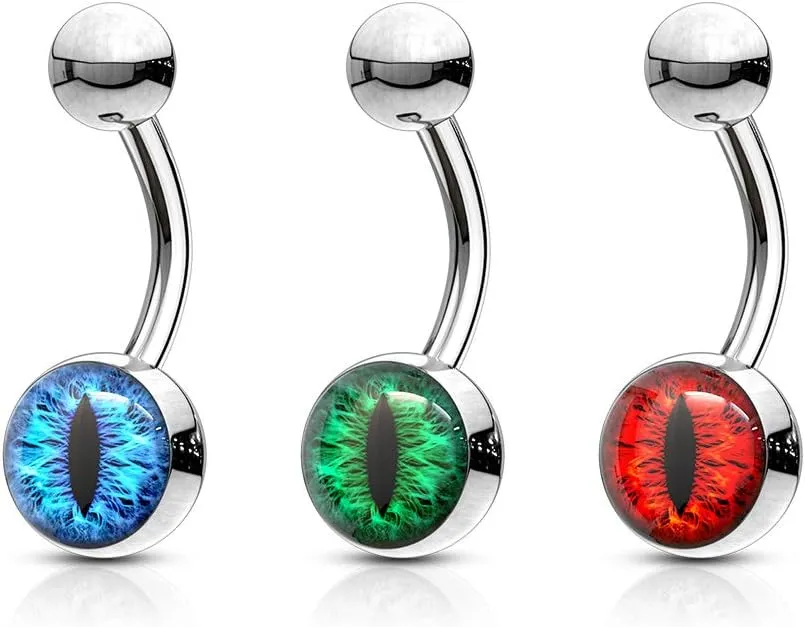 FIFTH CUE 14G Snake Eye Inlaid 316L Surgical Steel Naval Belly Button Ring