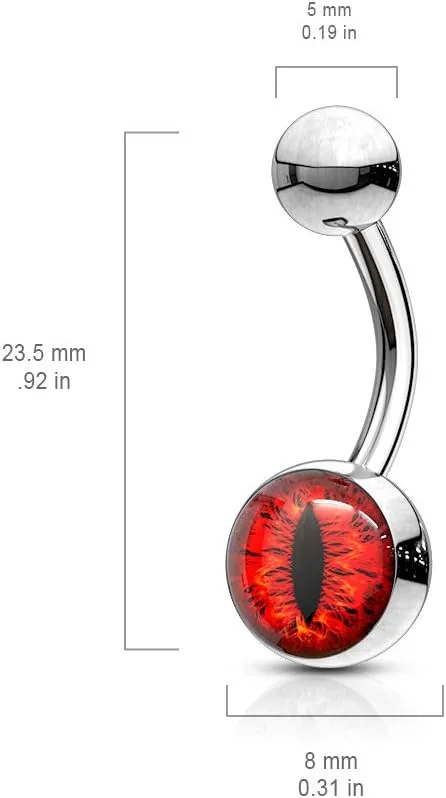 FIFTH CUE 14G Snake Eye Inlaid 316L Surgical Steel Naval Belly Button Ring