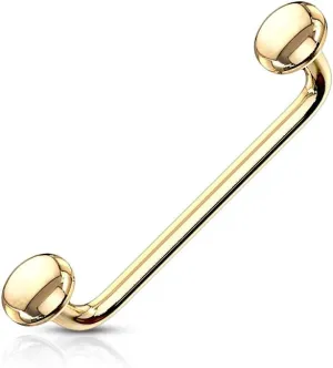 FIFTH CUE 16G Flat Disc Ends 90 Degree Bent Staple Barbells for Surface 316L Surgical Steel Surface & Snake Eye Tongue Piercings