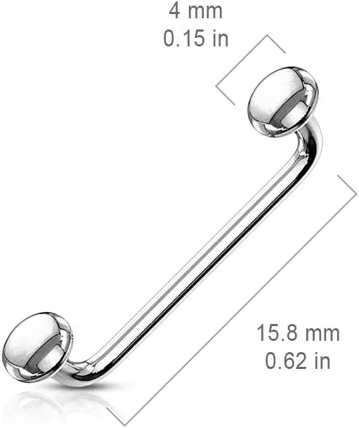 FIFTH CUE 16G Flat Disc Ends 90 Degree Bent Staple Barbells for Surface 316L Surgical Steel Surface & Snake Eye Tongue Piercings
