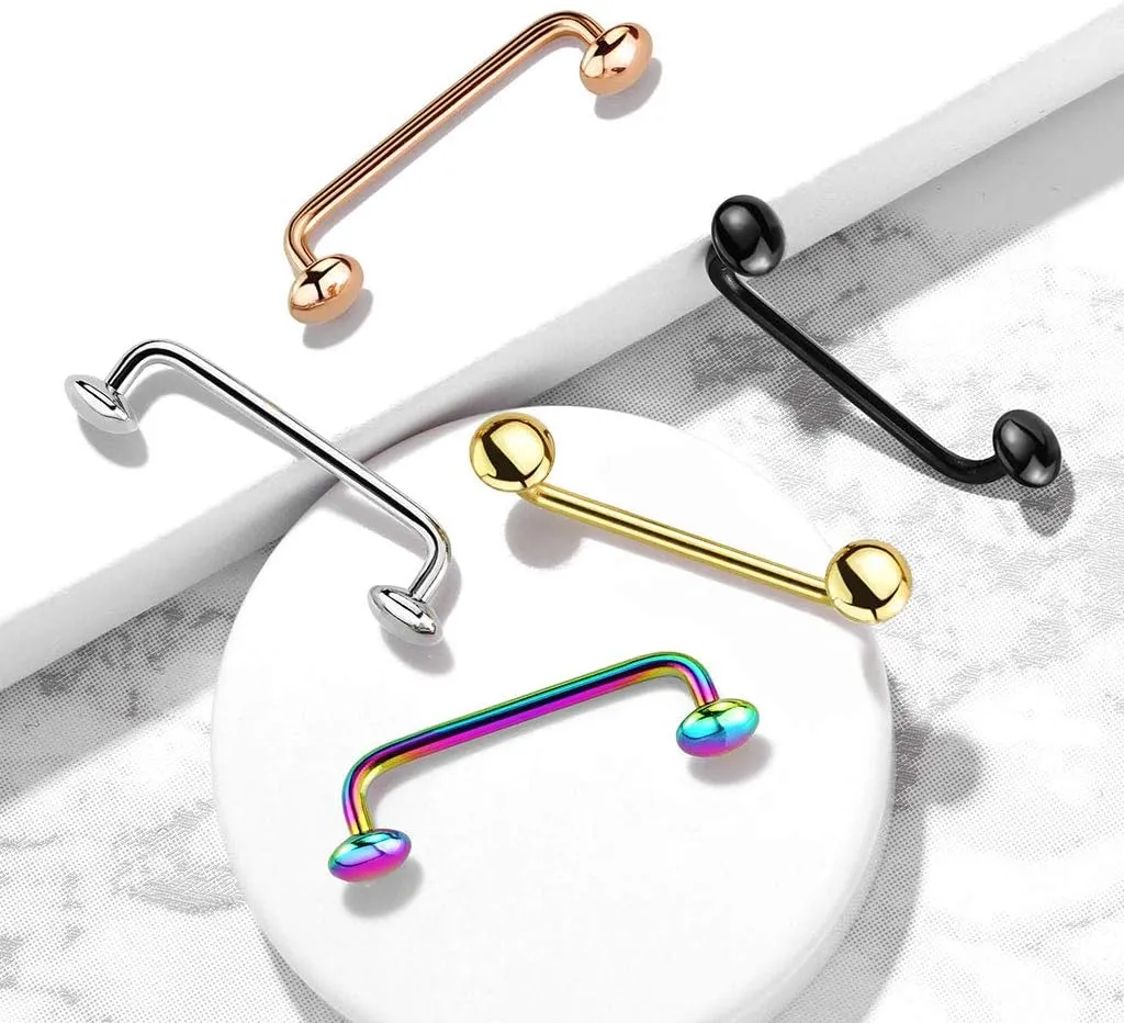 FIFTH CUE 16G Flat Disc Ends 90 Degree Bent Staple Barbells for Surface 316L Surgical Steel Surface & Snake Eye Tongue Piercings