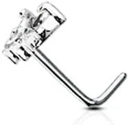FIFTH CUE 20G CZ Butterfly 316L Surgical Steel L Bend Stud Nose Ring