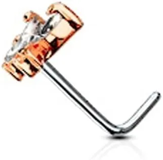 FIFTH CUE 20G CZ Butterfly 316L Surgical Steel L Bend Stud Nose Ring