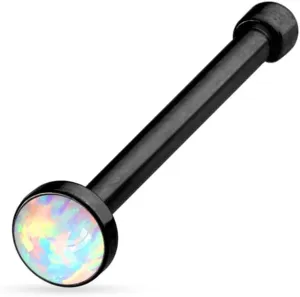FIFTH CUE 20G Synthetic Opal Set Flat Top PVD Over 316L Surgical Steel L bend Stud Nose Rings