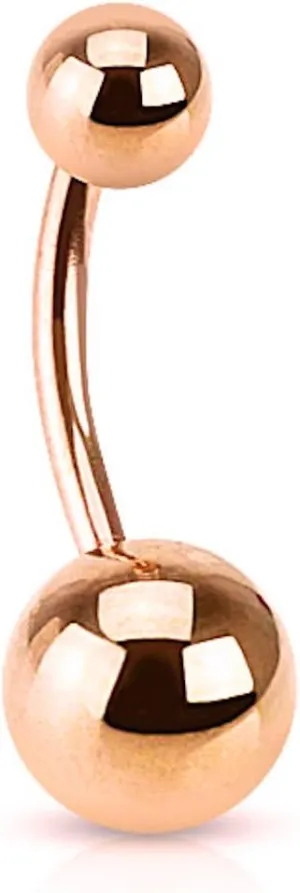 FIFTH CUE Basic Rose Gold IP Over 316L Surgical Steel Belly Button Ring