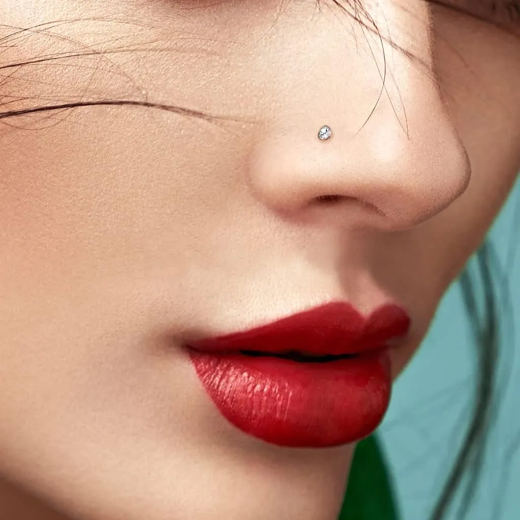 FIFTH CUE Cubic Zirconia Press Fit Nose Bone Stud Titanium IP 316L Surgical Steel