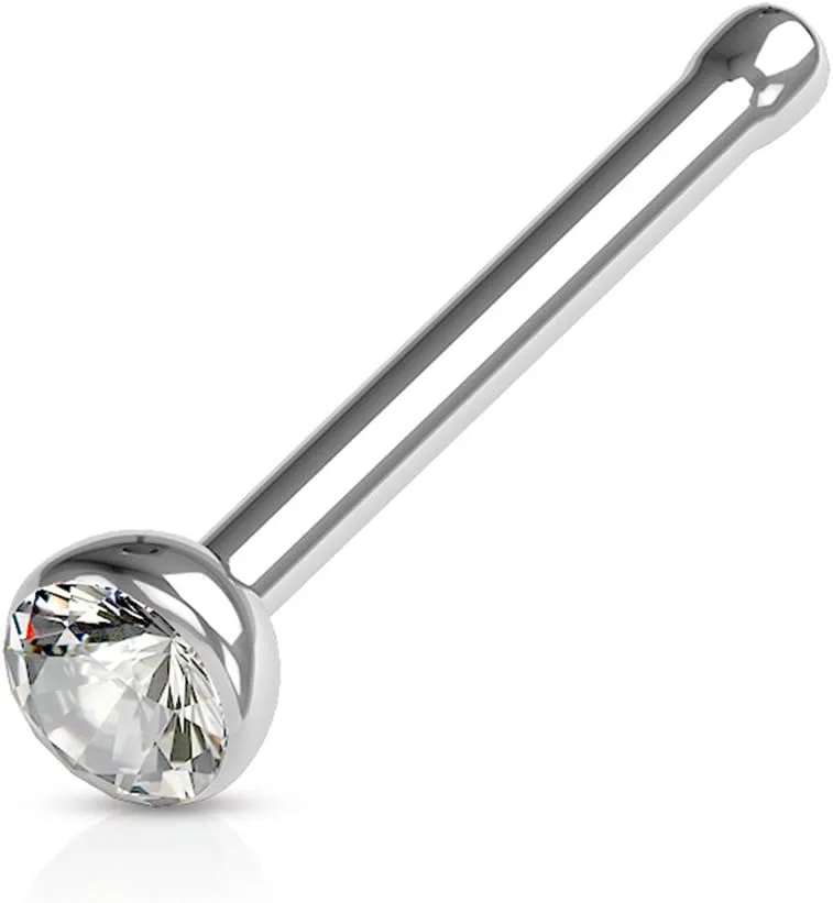 FIFTH CUE Cubic Zirconia Press Fit Nose Bone Stud Titanium IP 316L Surgical Steel