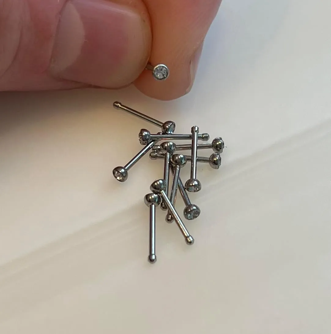 FIFTH CUE Cubic Zirconia Press Fit Nose Bone Stud Titanium IP 316L Surgical Steel