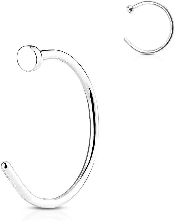 FIFTH CUE Flat Disc Nose Hoop 316L Surgical Steel Ring