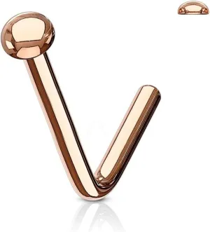 FIFTH CUE Flat Dome Disc End 316L Surgical Steel L Bend Stud Nose Ring