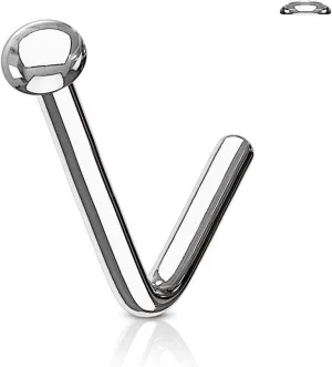 FIFTH CUE Flat Dome Disc End 316L Surgical Steel L Bend Stud Nose Ring