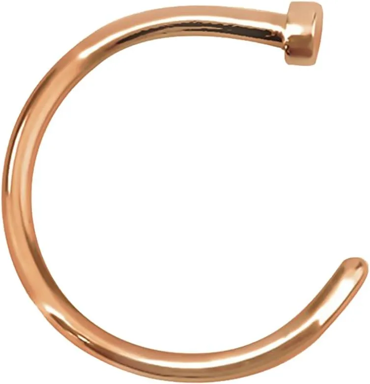 FIFTH CUE Rose Gold Flat Disc Nose Hoop 316L Surgical Steel Ring