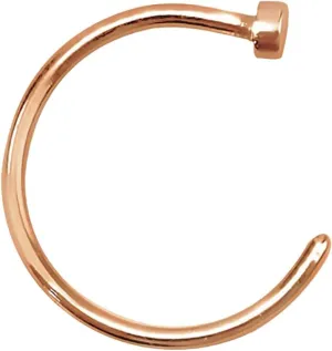 FIFTH CUE Rose Gold Flat Disc Nose Hoop 316L Surgical Steel Ring