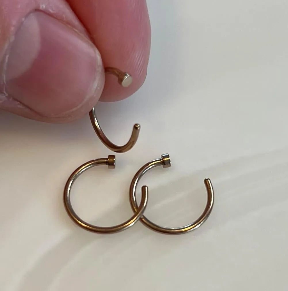 FIFTH CUE Rose Gold Flat Disc Nose Hoop 316L Surgical Steel Ring