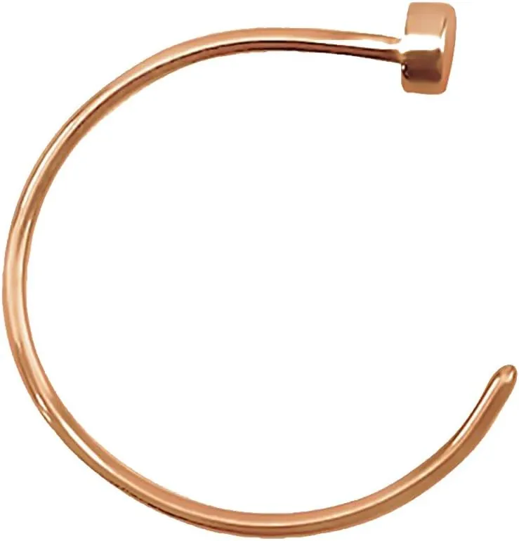 FIFTH CUE Rose Gold Flat Disc Nose Hoop 316L Surgical Steel Ring