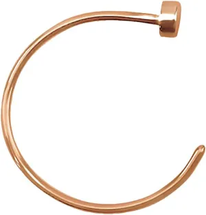FIFTH CUE Rose Gold Flat Disc Nose Hoop 316L Surgical Steel Ring