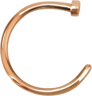 FIFTH CUE Rose Gold Flat Disc Nose Hoop 316L Surgical Steel Ring