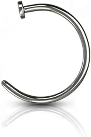 FIFTH CUE Solid Grade 23 Titanium Flat Disc Nose Hoop Ring