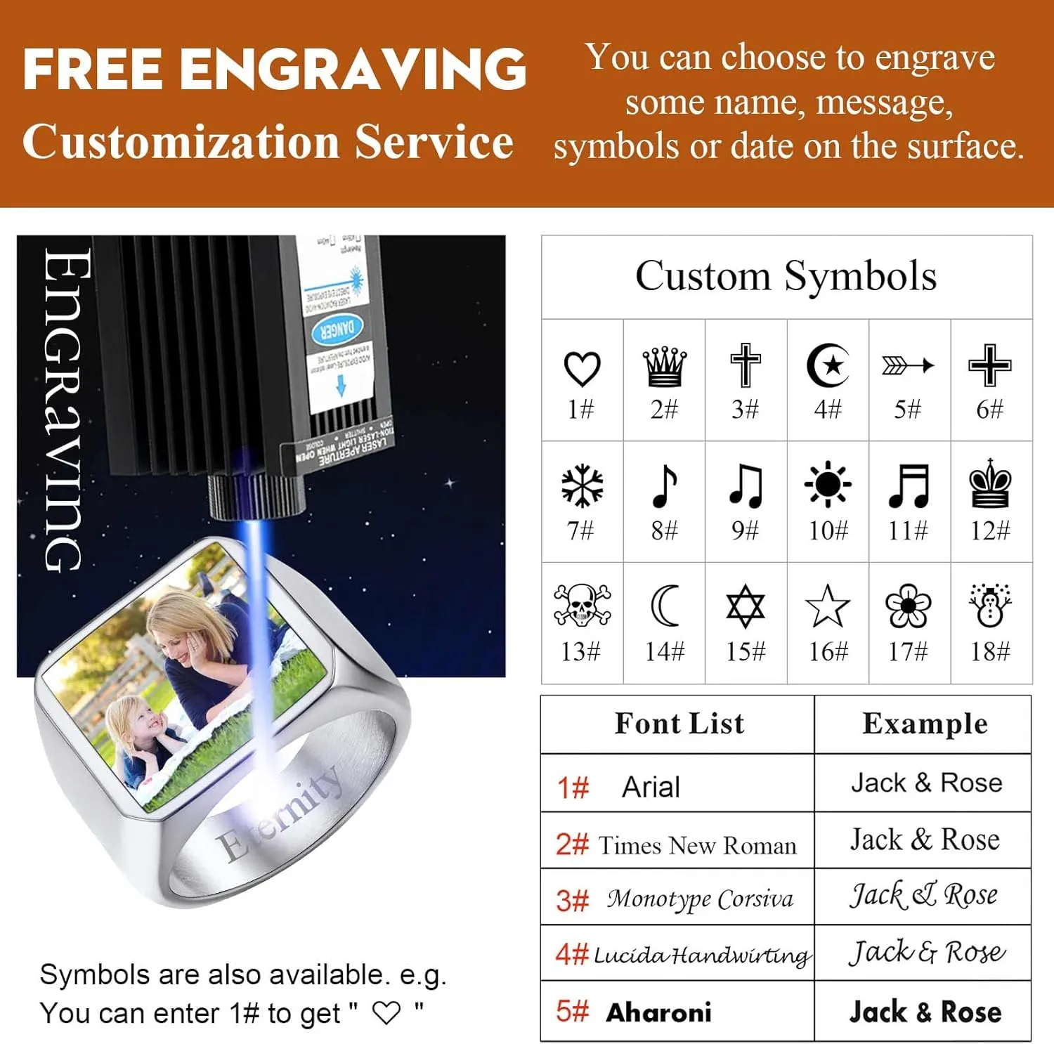FindChic Customized Signet Photo Rings Square/Heart/Round Chunky Band Ring Stainless Steel/18K Gold Plated/Black Size 7 to 14 Personalized Jewelry for Men Women, Send Gift Box