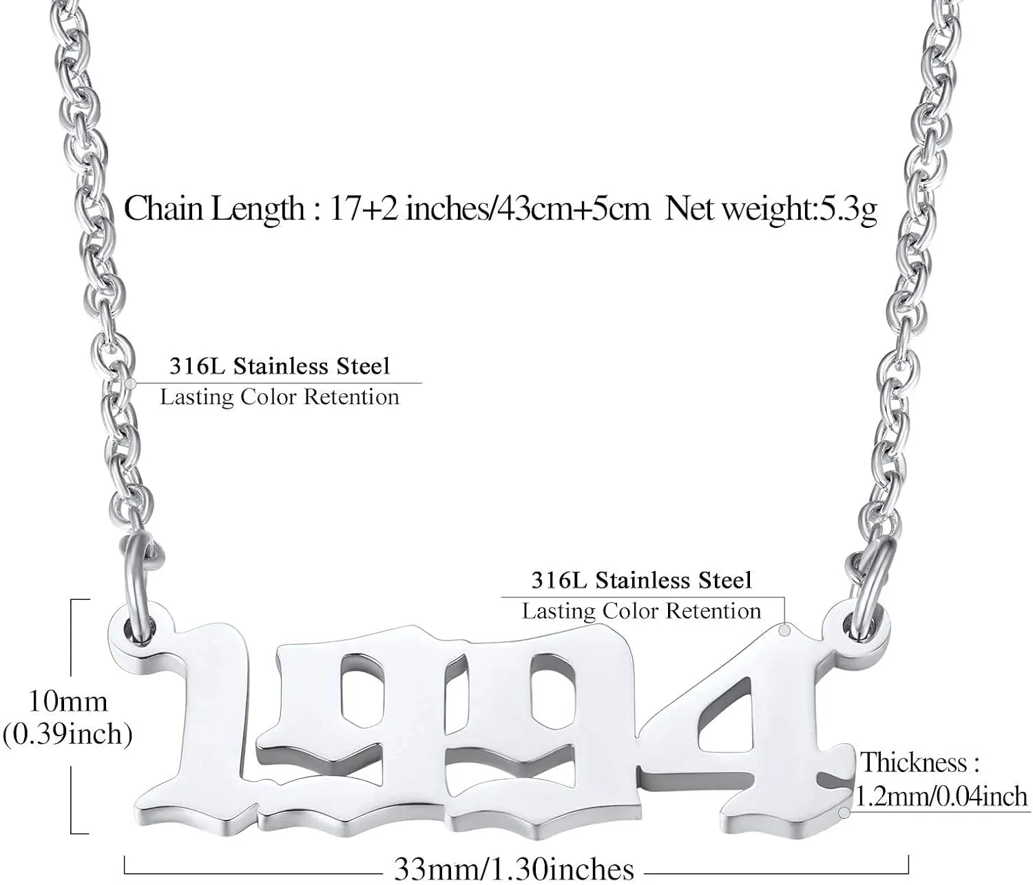 FindChic Dainty Angel Number/Birth Year Necklace for Women 000 111 to 999 1985 to 2005 Stainless Steel/18K Gold Plated Custom Number Pendant Personalized Necklaces, with Gift Box