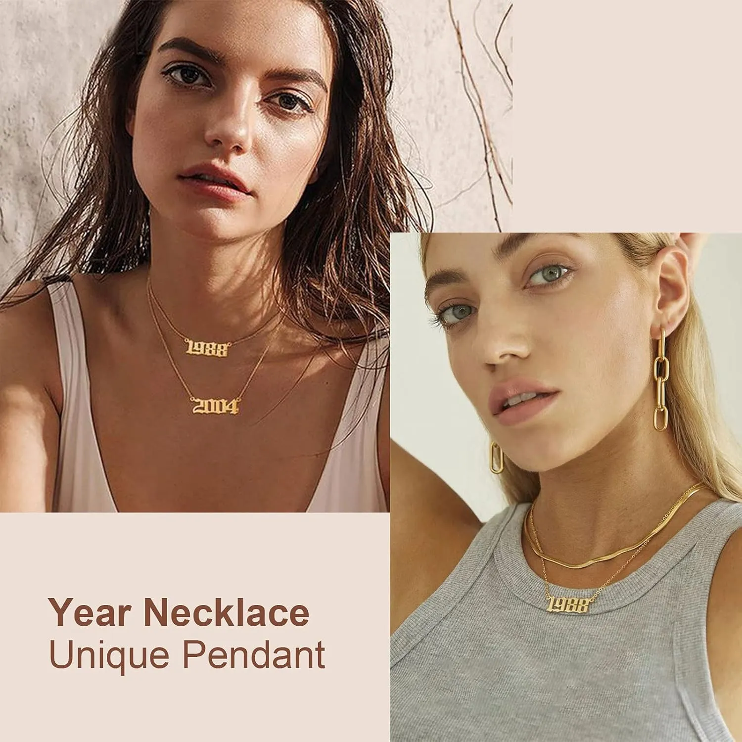 FindChic Dainty Angel Number/Birth Year Necklace for Women 000 111 to 999 1985 to 2005 Stainless Steel/18K Gold Plated Custom Number Pendant Personalized Necklaces, with Gift Box