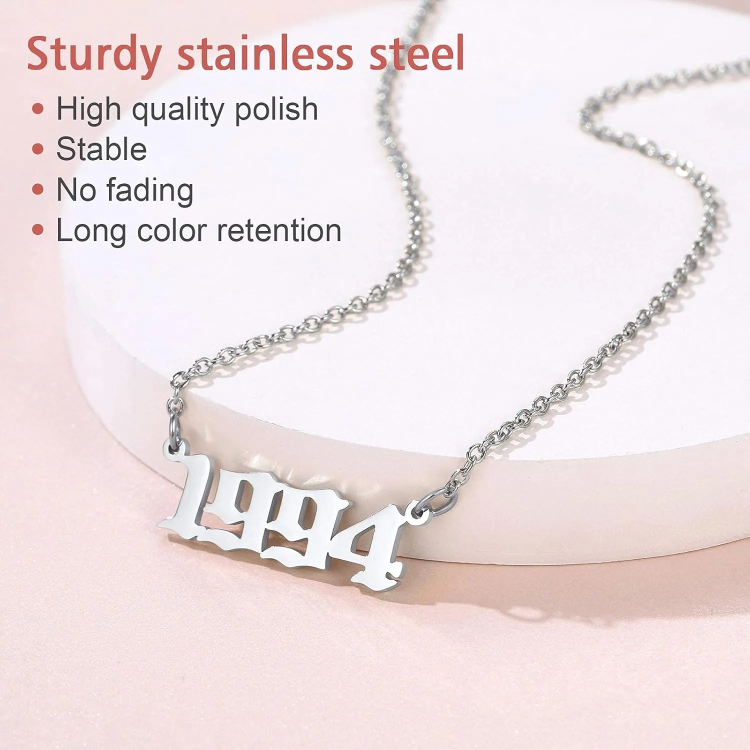 FindChic Dainty Angel Number/Birth Year Necklace for Women 000 111 to 999 1985 to 2005 Stainless Steel/18K Gold Plated Custom Number Pendant Personalized Necklaces, with Gift Box