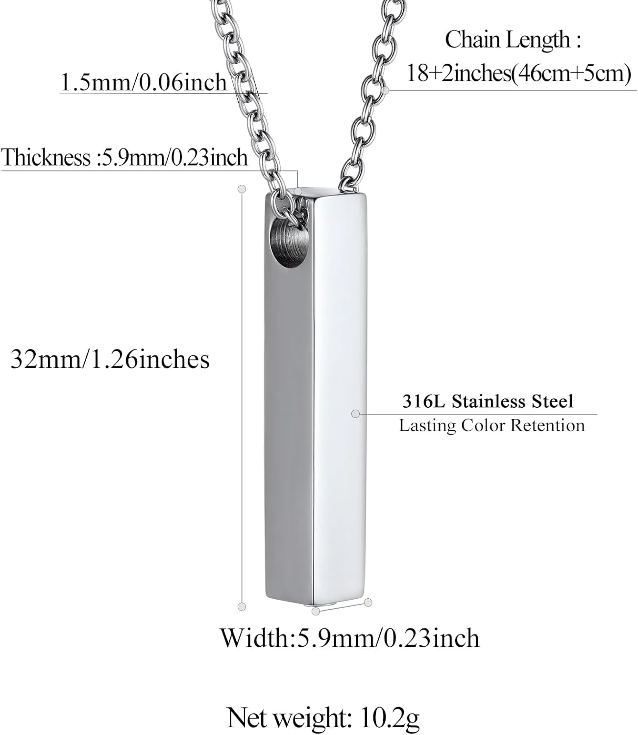 FindChic Personalized Urn Necklaces for Ashes Vertical Bar/Moon Cat/Sand Clock/Dog Claw Pendant Stainless Steel/18K Gold Plated/Black Waterproof Keepsake Cremation Jewelry with Funnel, with Gift Box