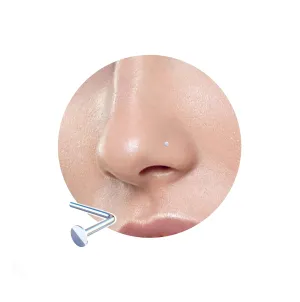 Flat Silver Nose Stud - Thin 22 Gauge Silver Nose Ring Stud - Tiny L Shape 925 Sterling Silver Nose Piercing Stud for Women
