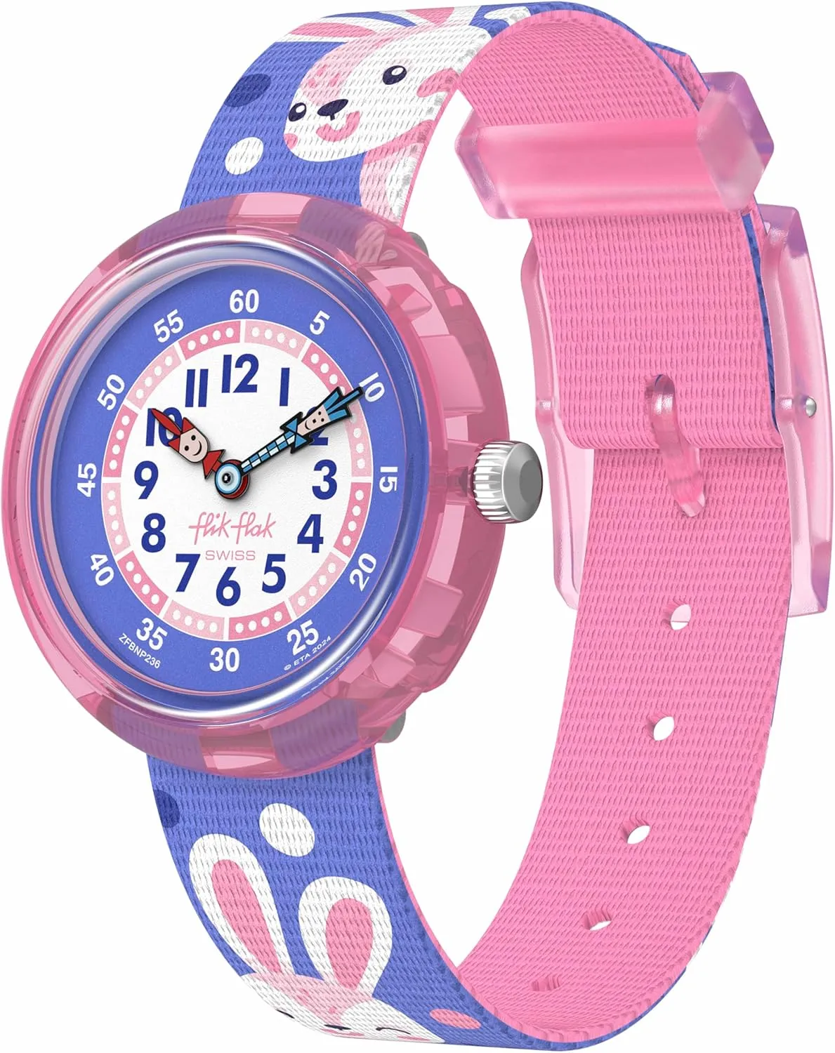 Flik Flak Girl Kids Watch Casual Purple Bio-sourced Quartz PEEK-A-Bunny