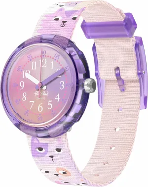 Flik Flak Girl Watch Casual Pink Bio-sourced Quartz Cutie Kitty