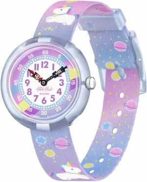Flik Flak Unisex Kids Casual Pink Bio-sourced Quartz Watch Cuddly Unicorn