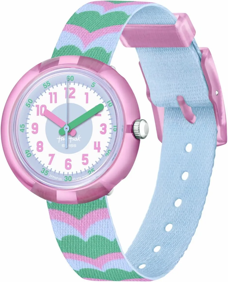 Flik Flak Unisex Kids Watch Casual Pink Bio-sourced Quartz Retro Scales
