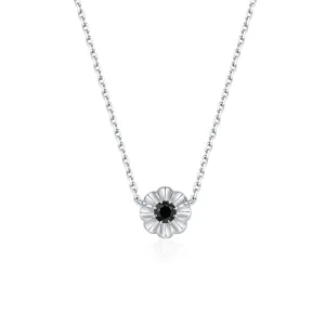Floral Black Diamond Pendant with Chain