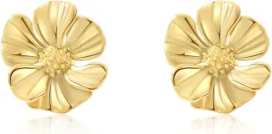 Flower Earrings for Women,18K Gold Plated Personality Big Studs Earring,Stainless Steel Hypoallergenic Ear Rings Trendy Jewelry,Christmas Valentine's Day Birthday Gifts for Her Girlfriend Sister