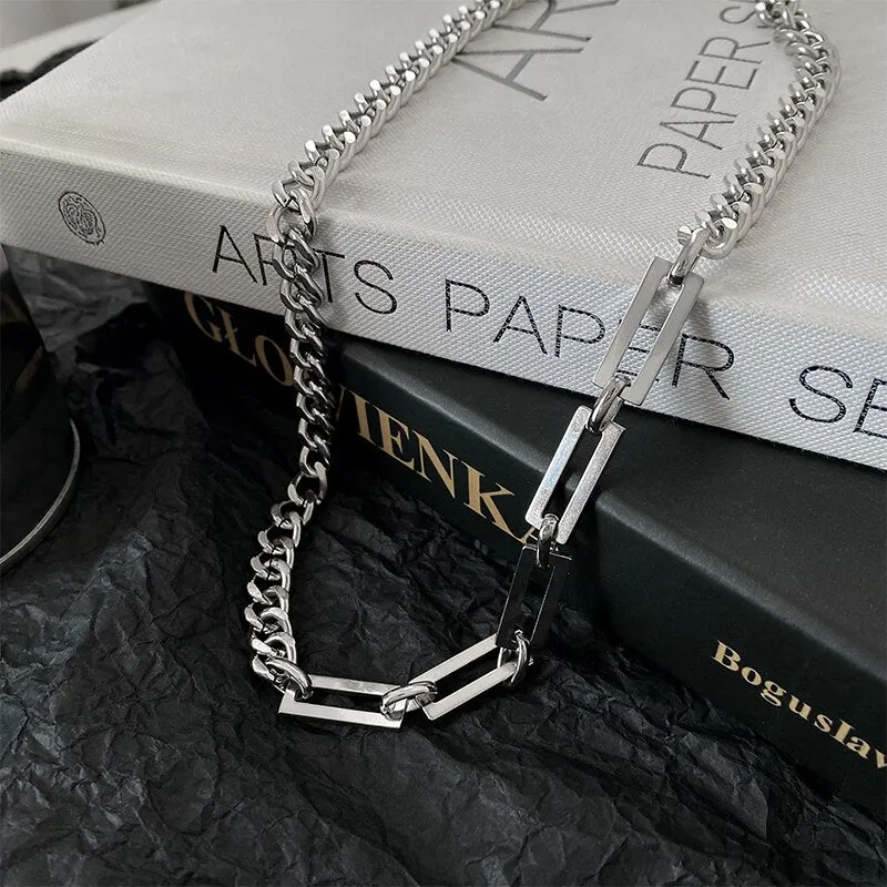 Flytonn Grunge Stainless Steel Chain Women Men Necklace Goth Cuban Link Chain Hip Hop Statement Jewelry Matching Necklace Jewelry