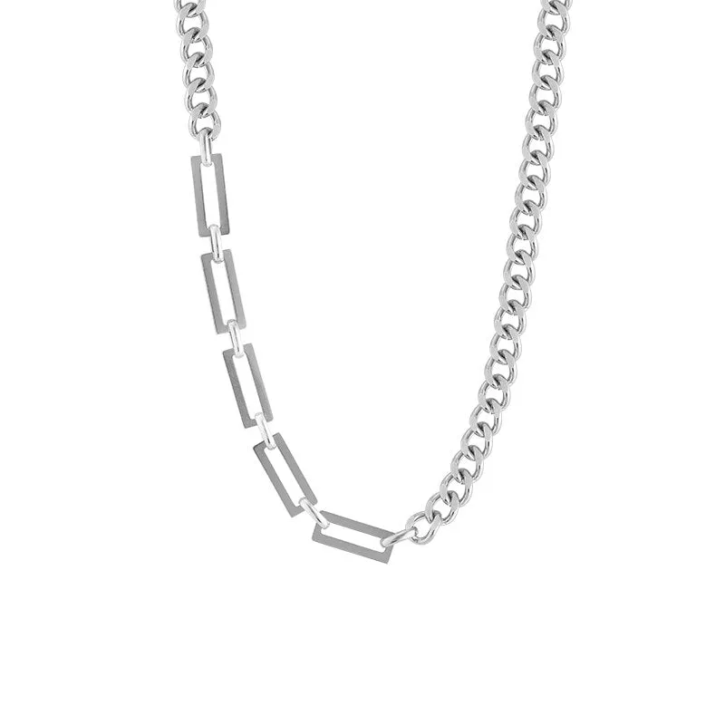 Flytonn Grunge Stainless Steel Chain Women Men Necklace Goth Cuban Link Chain Hip Hop Statement Jewelry Matching Necklace Jewelry