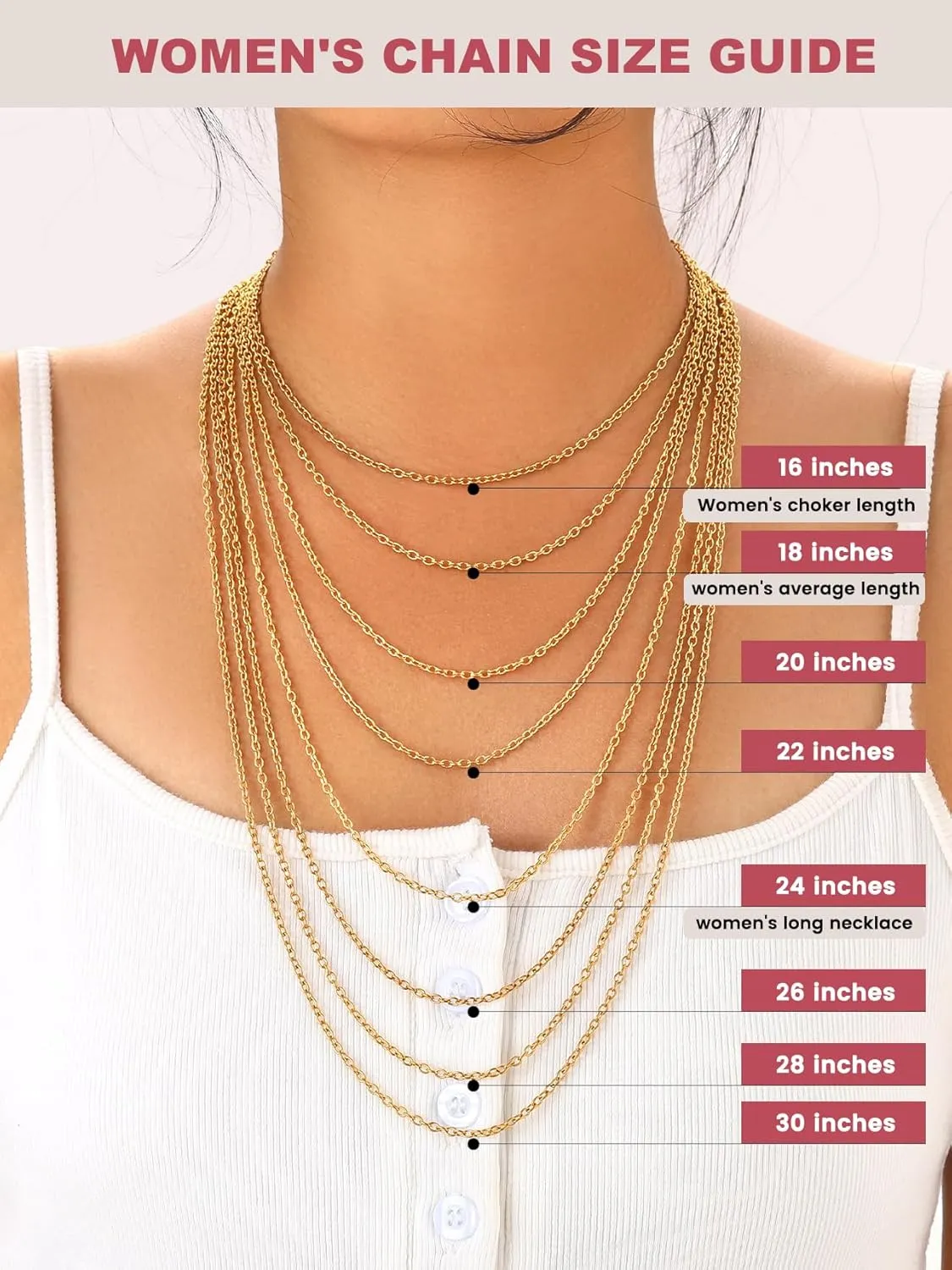 FOCALOOK Womens Chain Necklaces 2MM Rolo Cable Necklace, 316L Stainless Steel Silver/Black/14K Gold/Rose Gold Plated, Hypoallergenic Chains for Pendant,14-30"