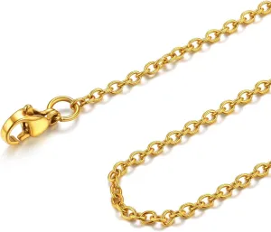 FOCALOOK Womens Chain Necklaces 2MM Rolo Cable Necklace, 316L Stainless Steel Silver/Black/14K Gold/Rose Gold Plated, Hypoallergenic Chains for Pendant,14-30"