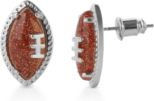 Football Stud Ball Earrings for Women Men - 18K Gold Plated Brass Sport Jewelry for Anniversary Fans Holiday