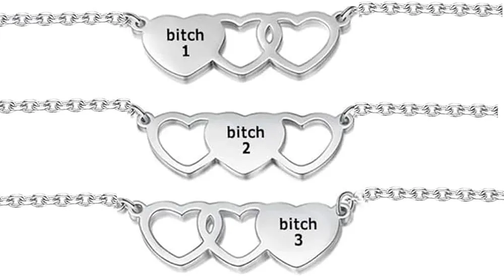 for Friend You're My Favorite Bitch Heart Set Bracelet,Friendship Heart Bracelets,Personalized Name Bracelet,Inspirational Bracelet, Gift for Her Best Friend Besties BFF Sisters