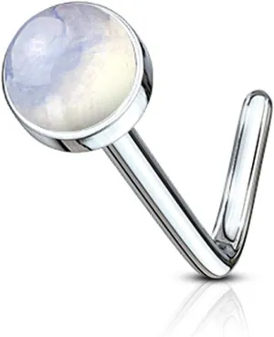 Forbidden Body Jewelry 20g nose stud, nose studs for women, nose piercing stud, L shaped nose studs, nose ring L shape, surgical steal synthetic faux gemstone top.