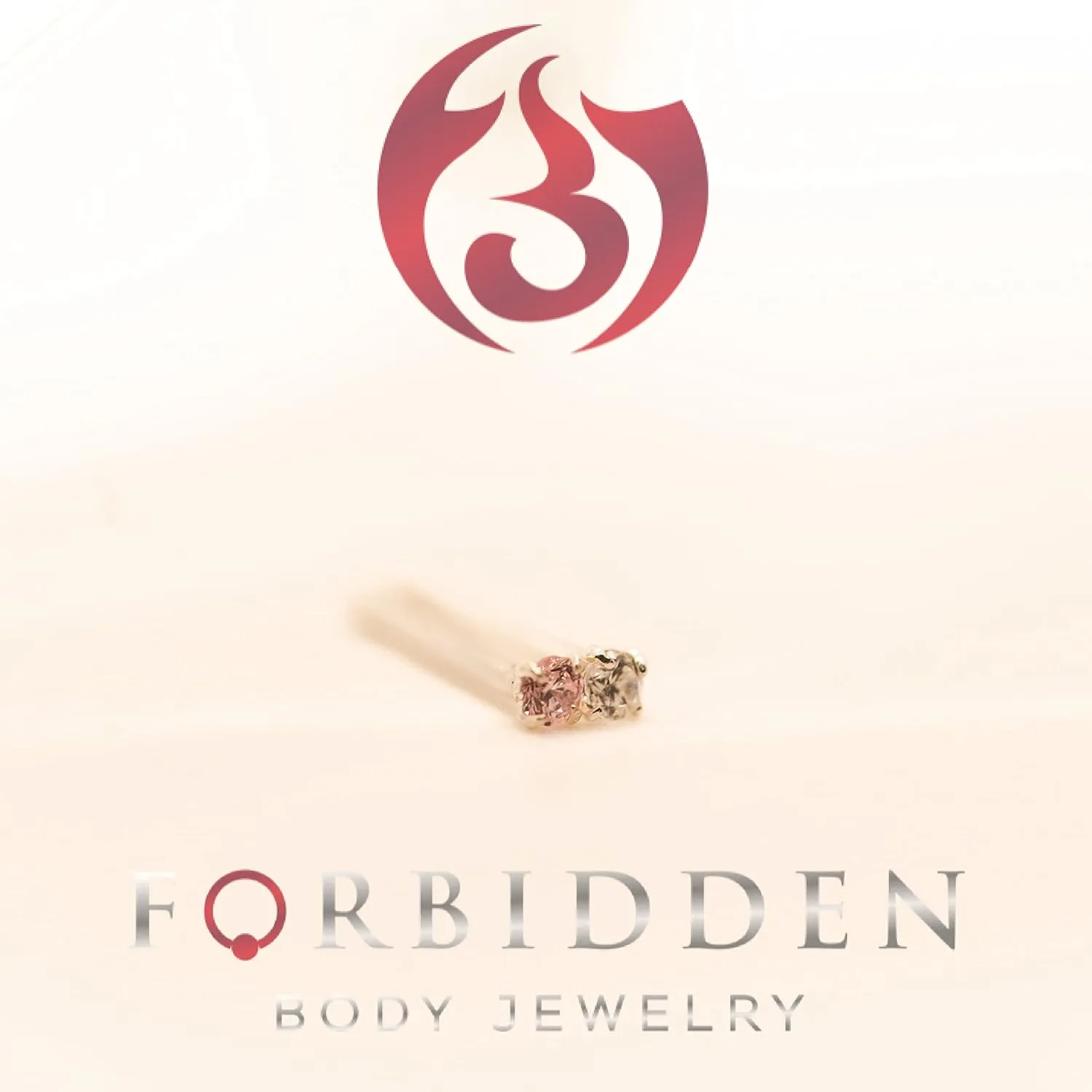 Forbidden Body Jewelry Nose Rings Sterling Silver CZ Simulated Diamond Bone Studs, 1.5mm Crystal 22g