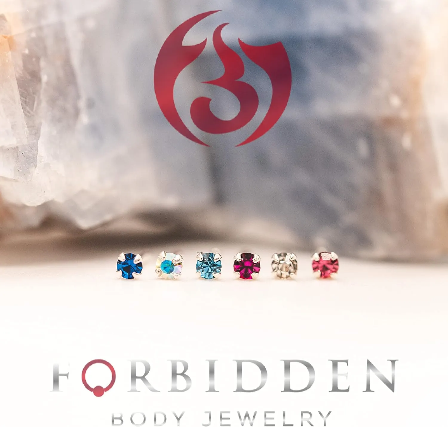 Forbidden Body Jewelry Nose Rings Sterling Silver CZ Simulated Diamond Micro Nose Studs 22G (Set of 3)