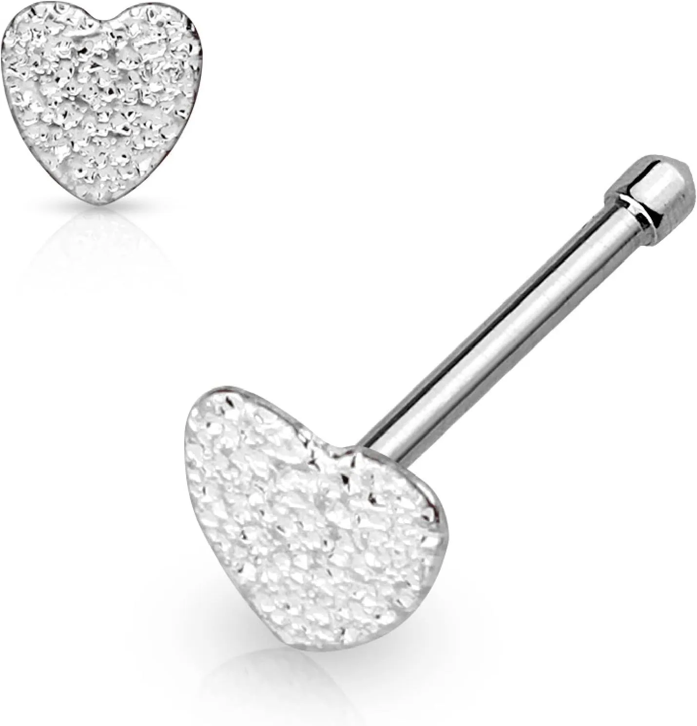 Forbidden Body Jewelry Rose Gold Nose ring, Gold Nose Stud, Nose Earrings, Rose Gold Nose Stud, Nose Piercing Studs, Surgical Steel 5mm Sparkly Heart Nose Stud (Choose Color and Quantity)