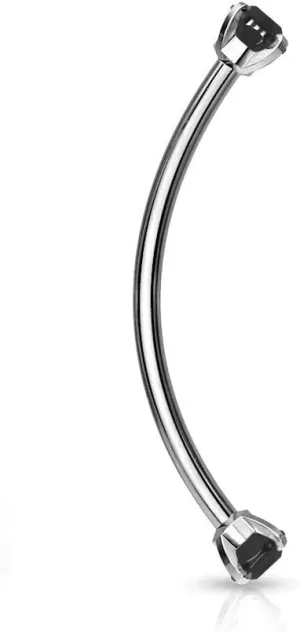 Forbidden Body Jewelry Snake Eyes Piercing Jewelry Tongue, Conch, Belly Button or Eyebrow Rings for Women & Men - 16g Curved Barbell 3mm Clear Crystal Surgical Steel Piercing (1 Pcs - 9/16")