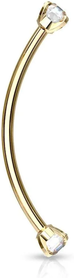Forbidden Body Jewelry Snake Eyes Piercing Jewelry Tongue, Conch, Belly Button or Eyebrow Rings for Women & Men - 16g Curved Barbell 3mm Clear Crystal Surgical Steel Piercing (1 Pcs - 9/16")
