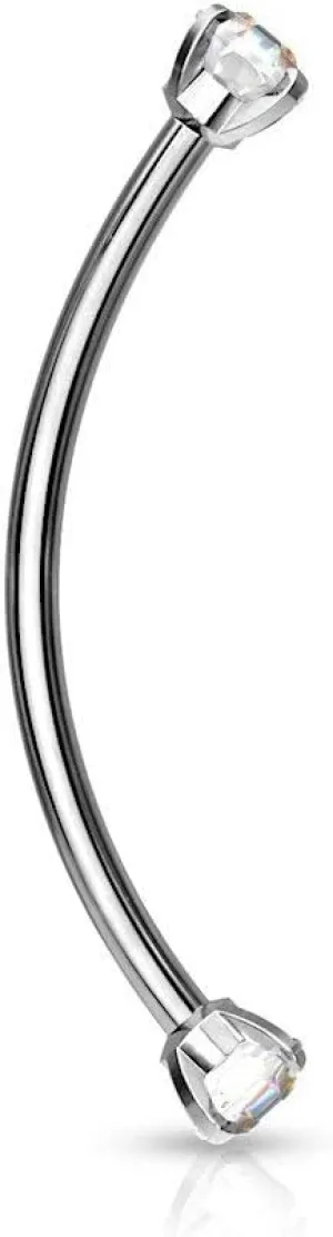 Forbidden Body Jewelry Snake Eyes Piercing Jewelry Tongue, Conch, Belly Button or Eyebrow Rings for Women & Men - 16g Curved Barbell 3mm Clear Crystal Surgical Steel Piercing (1 Pcs - 9/16")
