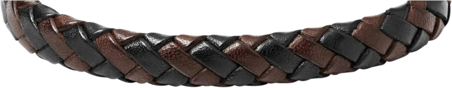 Fossil Men's Casual Stainless Steel and Genuine Leather Bracelet for Men